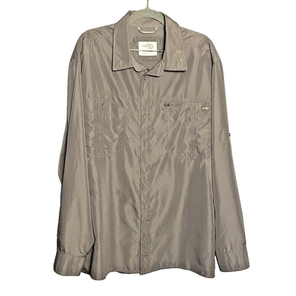 Reel Life Shirt Mens XL Fishing Angler Button Up Roll Tab Sleeve Top
